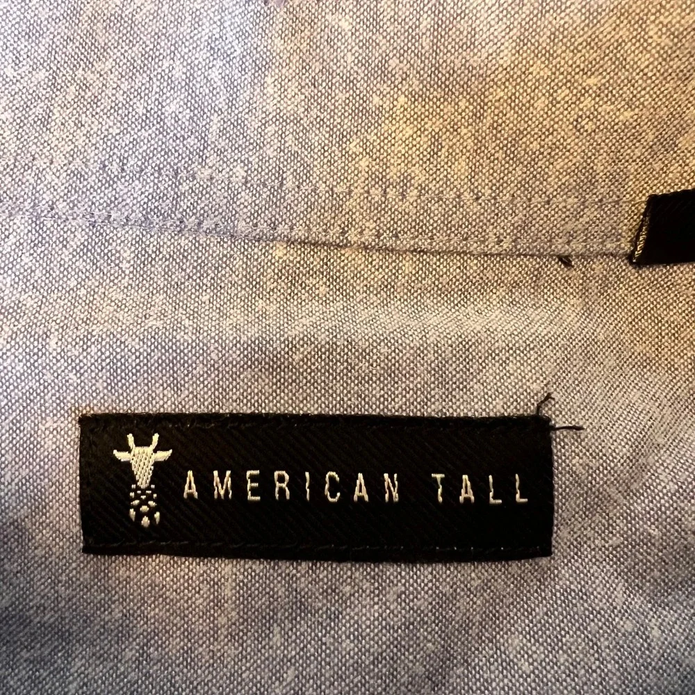 American Tall Button Down Shirt Cotton Chambray Blue Long Sleeve Classic Tall